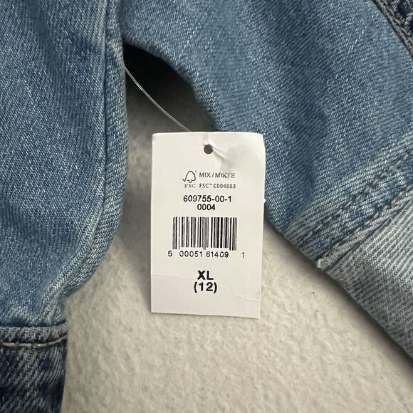 NWT Gap Kids Teen Girls Dolman Cropped Blue Color Block Denim Jean Jacket 12 XL - Picture 5 of 11